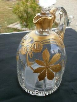 Ancienne Carafe Cristal Baccarat Decor Or Gold Epoque 1920