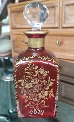 Ancienne Carafe Cristal Rouge/Baccarat /19 ème/antique crystal decanteur