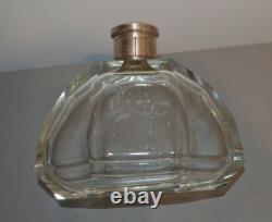 Ancienne Carafe Cristal Style Art Déco Col Argent Massif