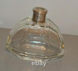 Ancienne Carafe Cristal Style Art Déco Col Argent Massif