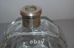 Ancienne Carafe Cristal Style Art Déco Col Argent Massif