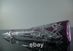 Ancienne Carafe En Cristal Double Couleur Lila Taille Modelé Lagny Baccarat