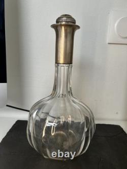 Ancienne Carafe En Cristal Et Argent Massif 800