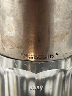 Ancienne Carafe En Cristal Et Argent Massif 800