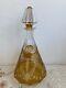 Ancienne Carafe Liqueur Cristal De Bohème Jaune Tchécoslovaquie Décoré