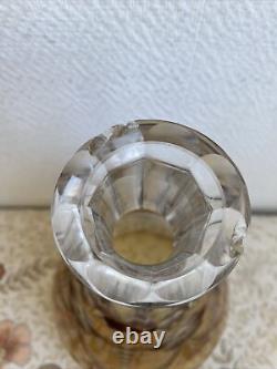 Ancienne Carafe Liqueur Cristal De Bohème Jaune Tchécoslovaquie Décoré