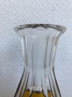 Ancienne Carafe Liqueur Cristal De Bohème Jaune Tchécoslovaquie Décoré