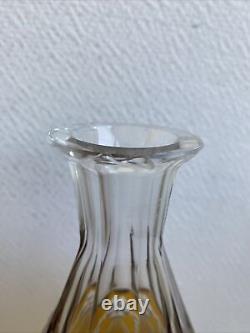 Ancienne Carafe Liqueur Cristal De Bohème Jaune Tchécoslovaquie Décoré
