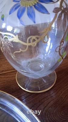 Ancienne Carafe à vin cuit en cristal Plateau et Verres 1900