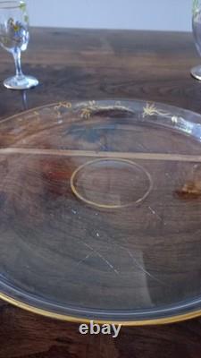 Ancienne Carafe à vin cuit en cristal Plateau et Verres 1900