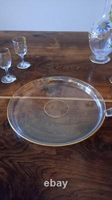 Ancienne Carafe à vin cuit en cristal Plateau et Verres 1900