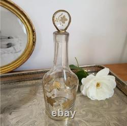 Ancienne Carafe en Cristal et Or, Décor feuilles de vigne