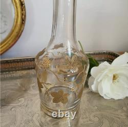 Ancienne Carafe en Cristal et Or, Décor feuilles de vigne