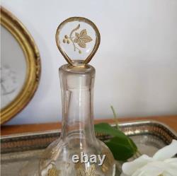 Ancienne Carafe en Cristal et Or, Décor feuilles de vigne