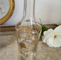 Ancienne Carafe en Cristal et Or, Décor feuilles de vigne