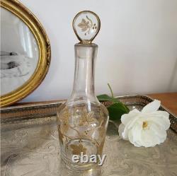 Ancienne Carafe en Cristal et Or, Décor feuilles de vigne