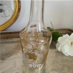 Ancienne Carafe en Cristal et Or, Décor feuilles de vigne