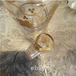 Ancienne Carafe en Cristal et Or, Décor feuilles de vigne
