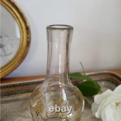 Ancienne Carafe en Cristal et Or, Décor feuilles de vigne