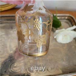 Ancienne Carafe en Cristal et Or, Décor feuilles de vigne