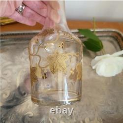 Ancienne Carafe en Cristal et Or, Décor feuilles de vigne