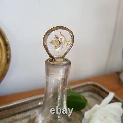 Ancienne Carafe en cristal Décor doré de feuilles de vigne