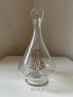 Ancienne Carafe en cristal décor couronne Comtale monogramme XIX