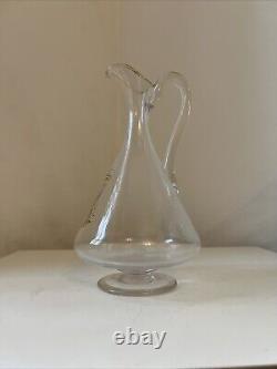 Ancienne Carafe en cristal décor couronne Comtale monogramme XIX