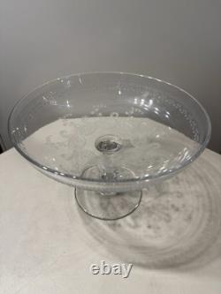 Ancienne Coupe Sur Pied Cristal De Baccarat Decor Grave Arabesques Epoque 1900