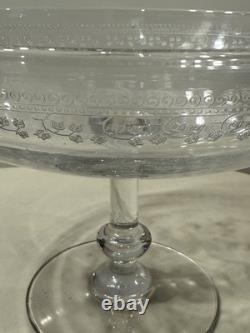 Ancienne Coupe Sur Pied Cristal De Baccarat Decor Grave Arabesques Epoque 1900