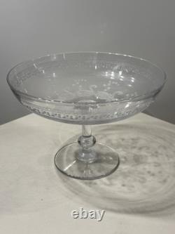 Ancienne Coupe Sur Pied Cristal De Baccarat Decor Grave Arabesques Epoque 1900