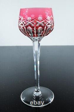 Ancienne Grand 1 Verre A Vin Cristal Double Couleur Rose Traminer St Louis Signe