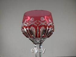 Ancienne Grand 1 Verre A Vin Cristal Double Couleur Rose Traminer St Louis Signe