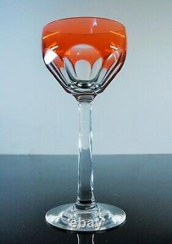 Ancienne Grand 1 Verre A Vin En Cristal Couleur Orange Vsl St Louis Baccarat