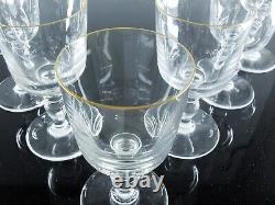 Ancienne Grand 6 Verres A Eau Vin Cristal Modele Manet Liseré Or St Louis Signe