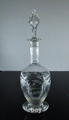 Ancienne Grand Carafe En Pied Vin En Cristal Taille Souffle St Louis Art Deco