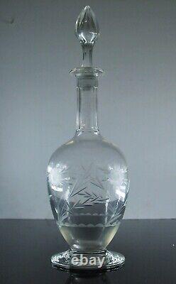 Ancienne Grand Carafe En Pied Vin En Cristal Taille Souffle St Louis Art Deco