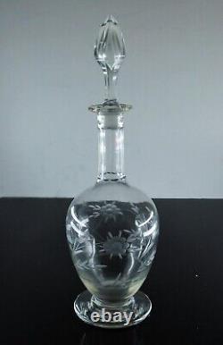 Ancienne Grand Carafe En Pied Vin En Cristal Taille Souffle St Louis Art Deco
