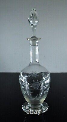 Ancienne Grand Carafe En Pied Vin En Cristal Taille Souffle St Louis Art Deco