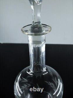 Ancienne Grand Carafe En Pied Vin En Cristal Taille Souffle St Louis Art Deco