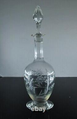 Ancienne Grand Carafe En Pied Vin En Cristal Taille Souffle St Louis Art Deco