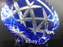 Ancienne Grand Coupe Saladier Cristal Taille Double Couleur Bleu Cobalt Nancy