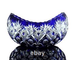 Ancienne Grand Jardiniere Coupe Cristal Couleur Bleu Taille Grave St Louis