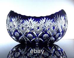 Ancienne Grand Jardiniere Coupe Cristal Couleur Bleu Taille Grave St Louis
