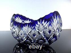 Ancienne Grand Jardiniere Coupe Cristal Couleur Bleu Taille Grave St Louis