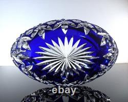 Ancienne Grand Jardiniere Coupe Cristal Couleur Bleu Taille Grave St Louis