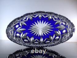 Ancienne Grand Jardiniere Coupe Cristal Couleur Bleu Taille Grave St Louis