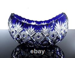 Ancienne Grand Jardiniere Coupe Cristal Couleur Bleu Taille Grave St Louis