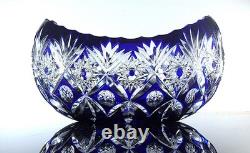 Ancienne Grand Jardiniere Coupe Cristal Couleur Bleu Taille Grave St Louis