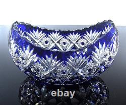 Ancienne Grand Jardiniere Coupe Cristal Couleur Bleu Taille Grave St Louis
